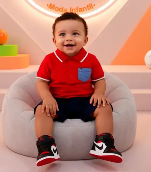 Bebê com look vermelho